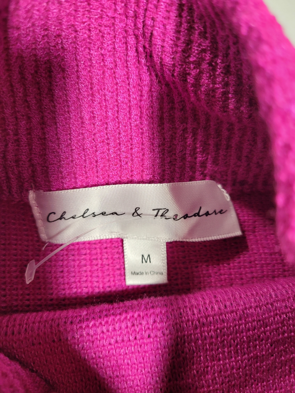 Women’s Fuchsia Rib-Knit Turtleneck Sweater - Picture 2 of 5